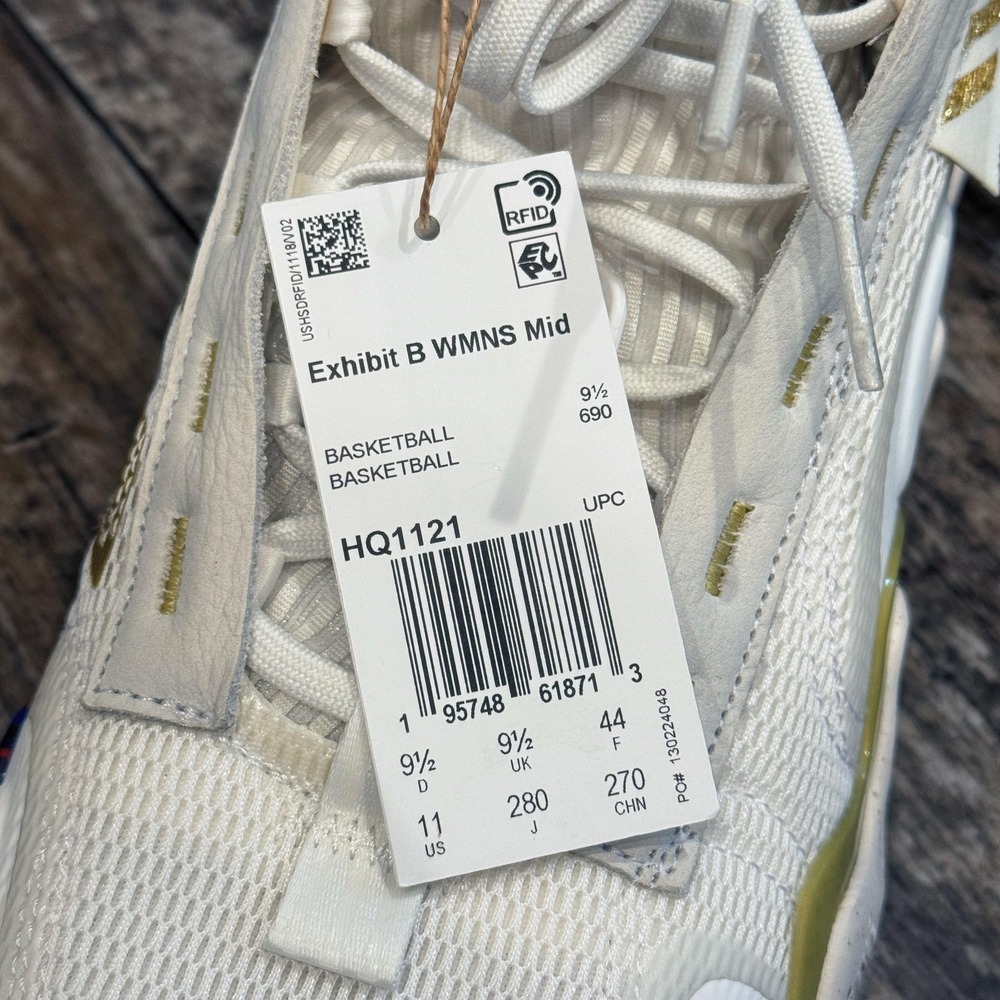 Adidas Exhibit‎ B Mid Womens Basketball Shoes White Gold HQ1121 Size 11 Gym  NWT - Picture 5 of 12